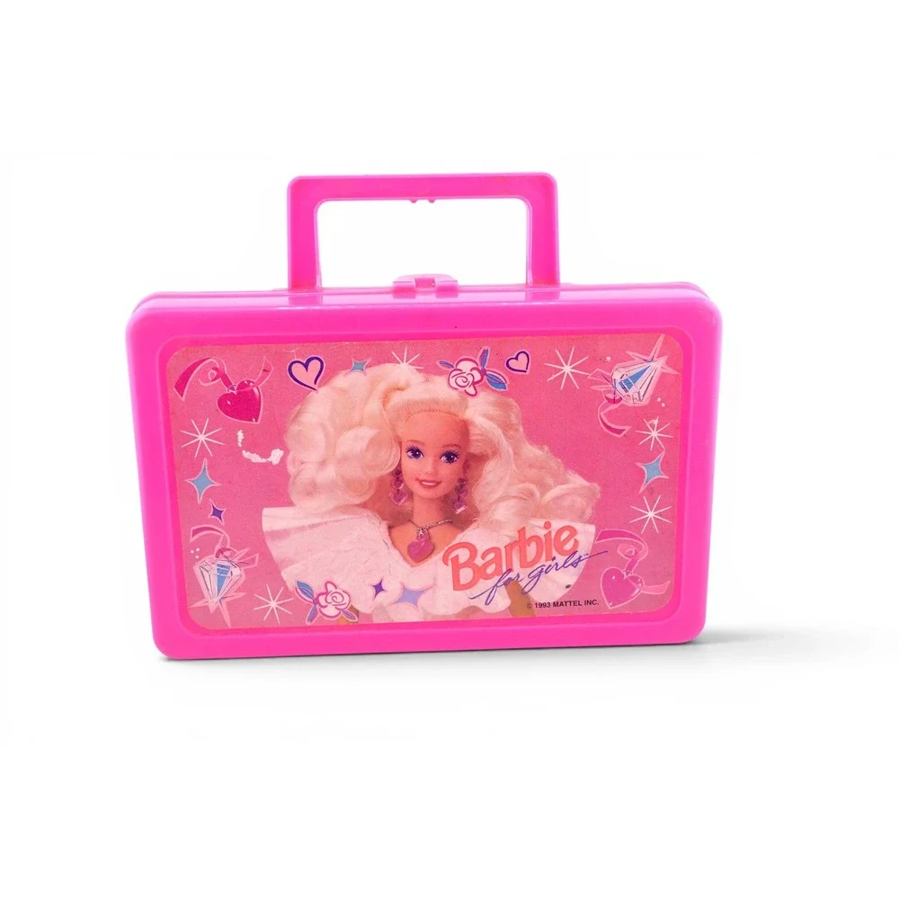Vintage 1993 Barbie for Girls Hot Pink Plastic Carry Case